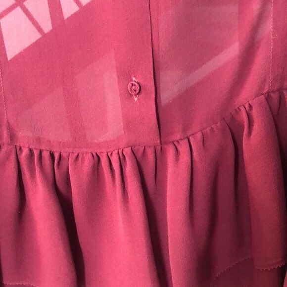 Theory peplum ruffle maroon sleeveless sheer top - Picture 6 of 7